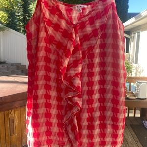 Cabi gingham plaid Ruffled tank